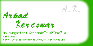 arpad kercsmar business card